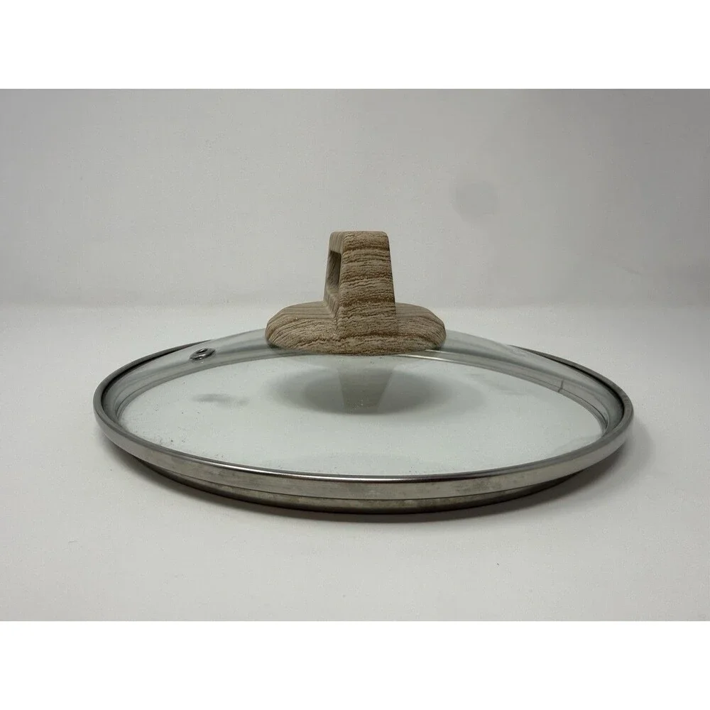 Carote 7.5” Glass Pot Lid Wood Grain Handle Replacement Vented